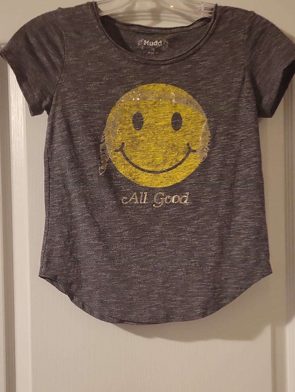 Mudd Gray Tee with Yellow Smiley Graphic